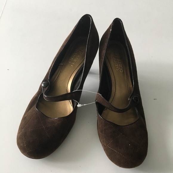 Franco Sarto Mary Jane 2" Heels Quilted Brown Suede Pump Womens‎ Size 8.5 - Picture 2 of 7